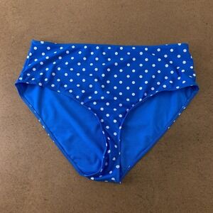 Peek & Beau Women's Size 16 Blue White Polka Dot Bikini Brief Swim Bottom NWT